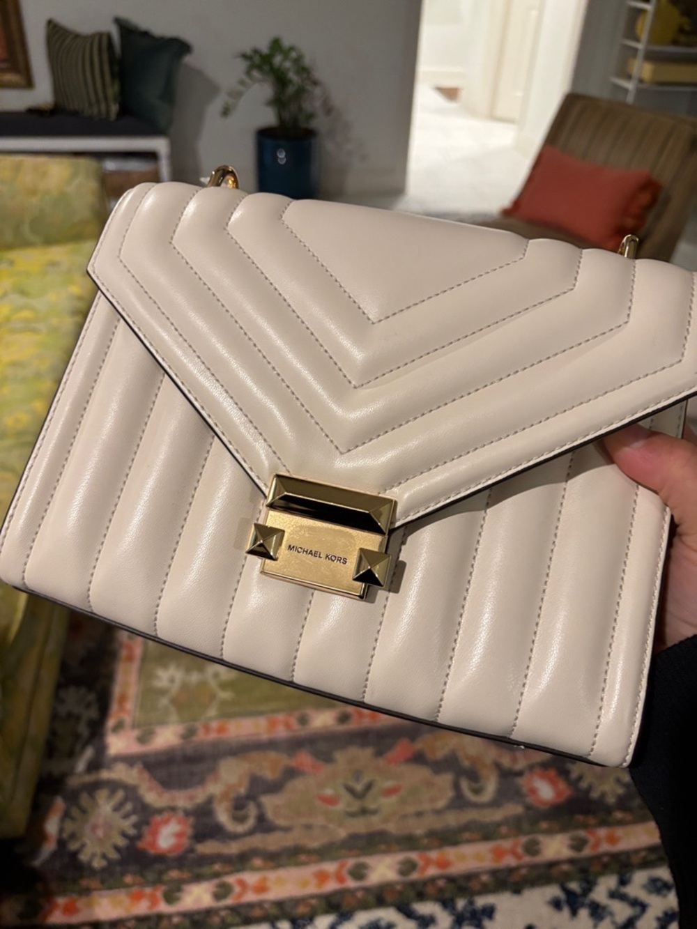 NWT Michael Kohrs Whitney Shoulder Bag Light Cream